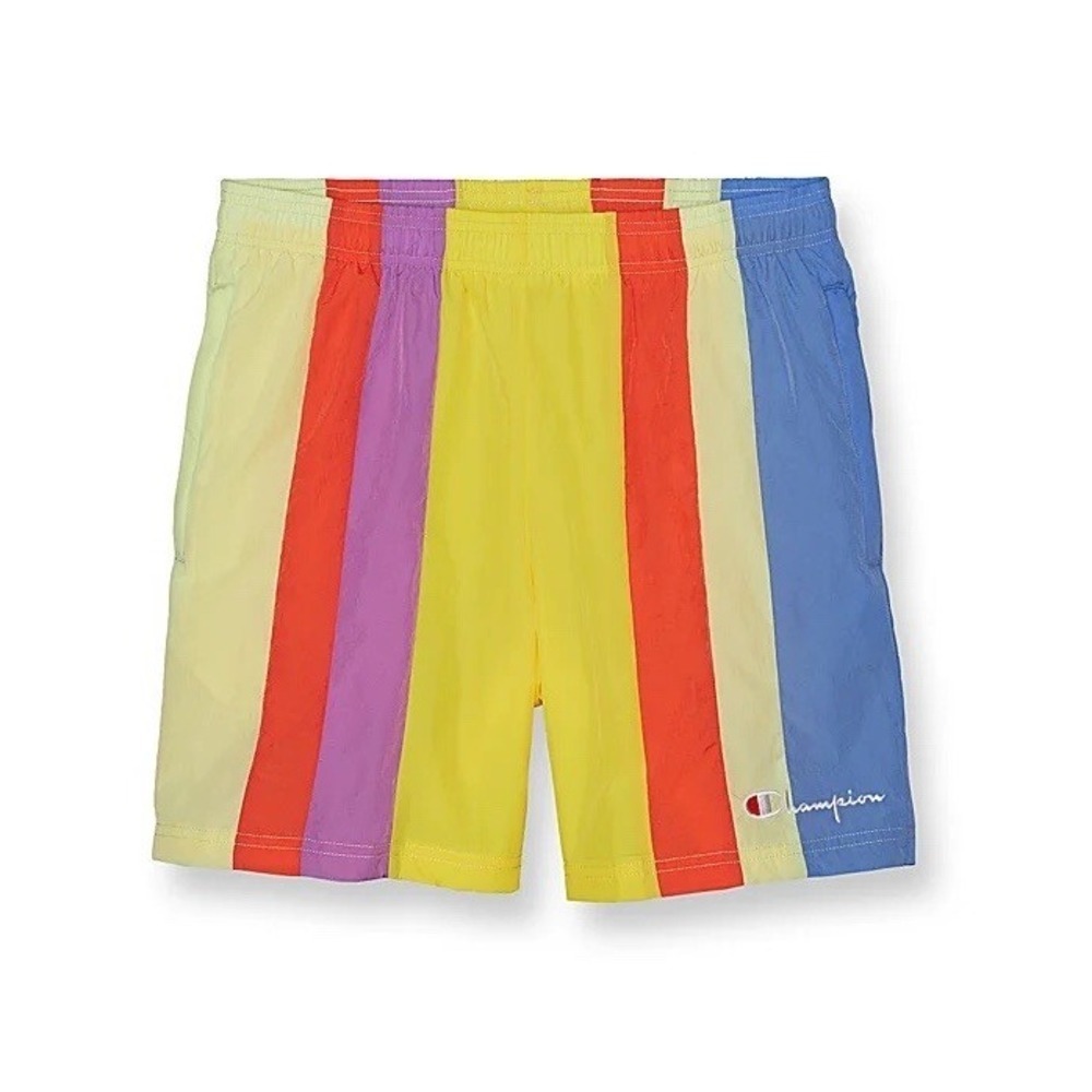 CHAMPION Nylon Warm‎ Up 6" Vertical Stripe Shorts Multicolor Men's Sz S *NEW*